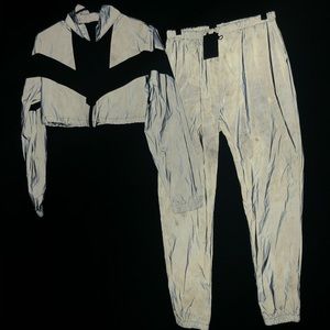 New reflective crop jogging suit